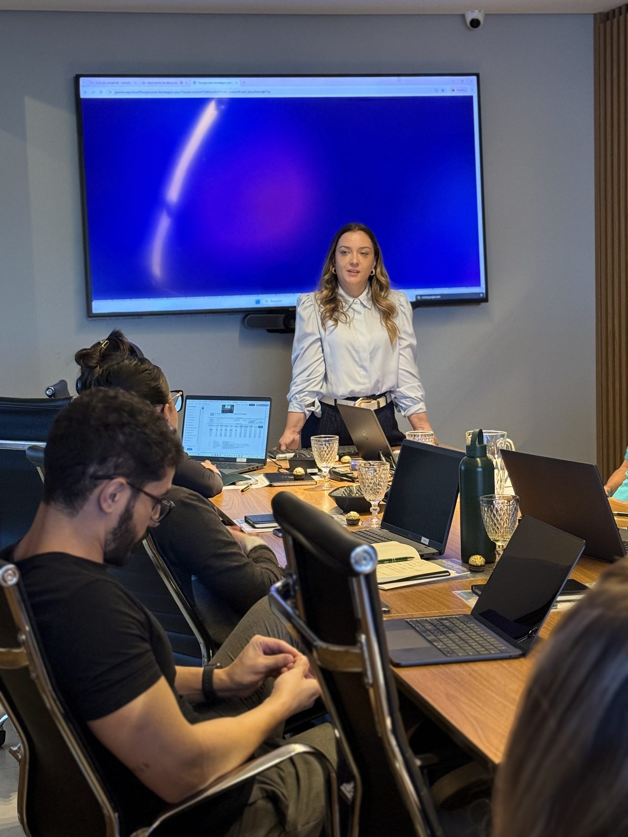 Painel de indicadores com a diretoria